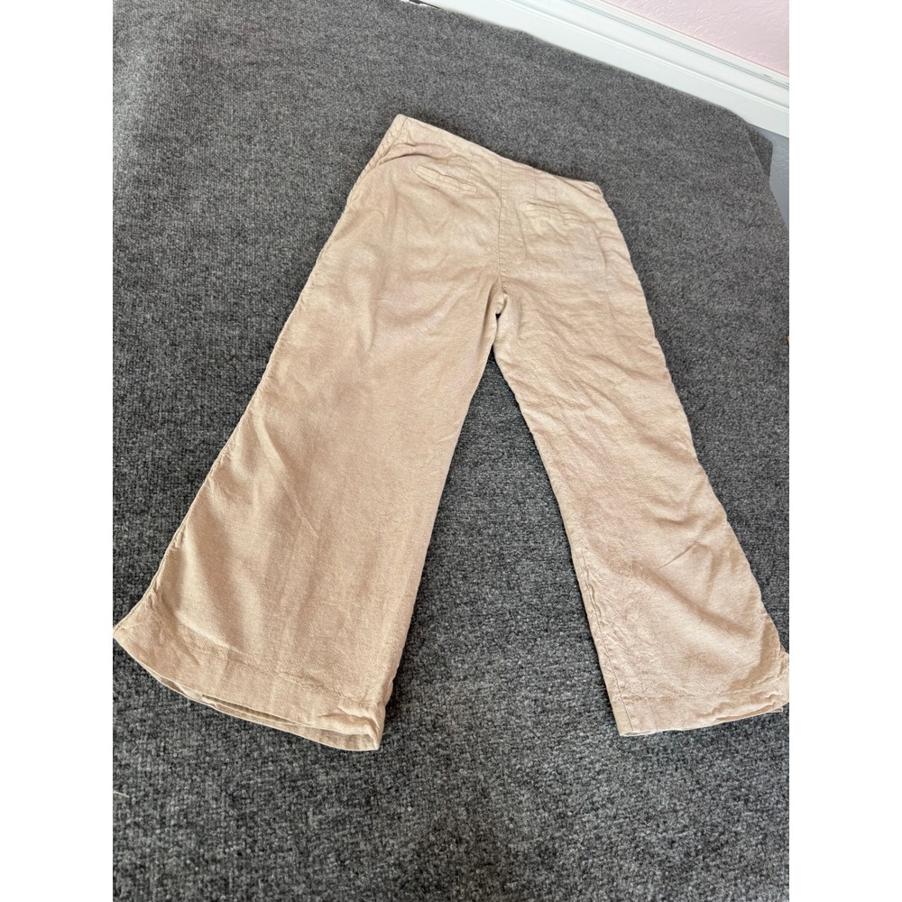 Jason Wu Tan Wide Leg Cropped Pants High Waist Linen Braided Detail Casual SZ 6 - Picture 6 of 16